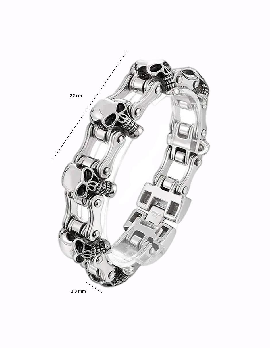 Pulsera calaveras acabado brillante 6