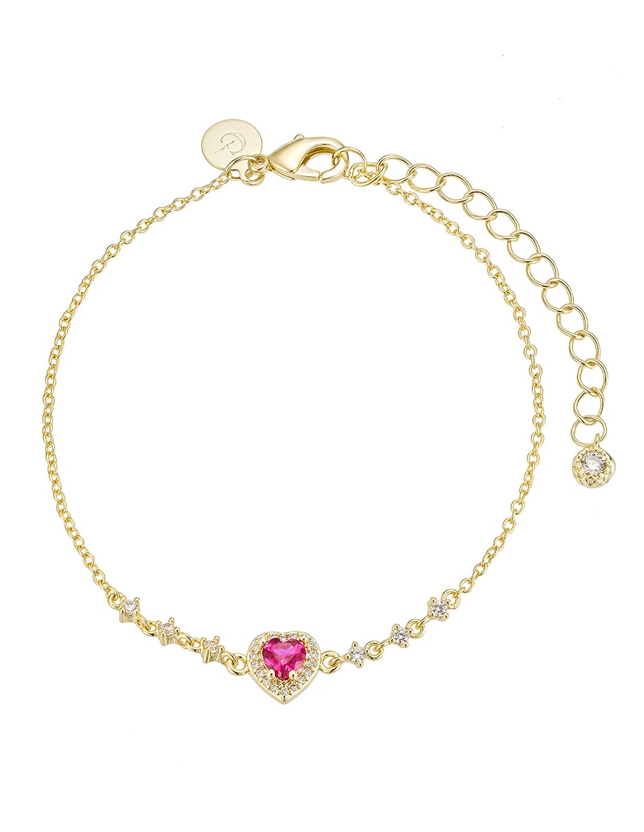 Pulsera con zirconia 14 K acabado baño de oro