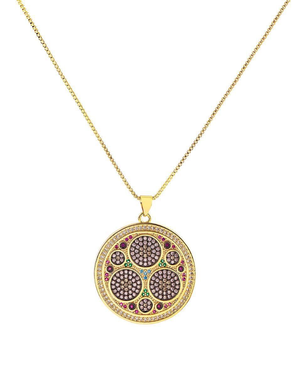 Collar con dije Mandala con acabado baño de oro18 K