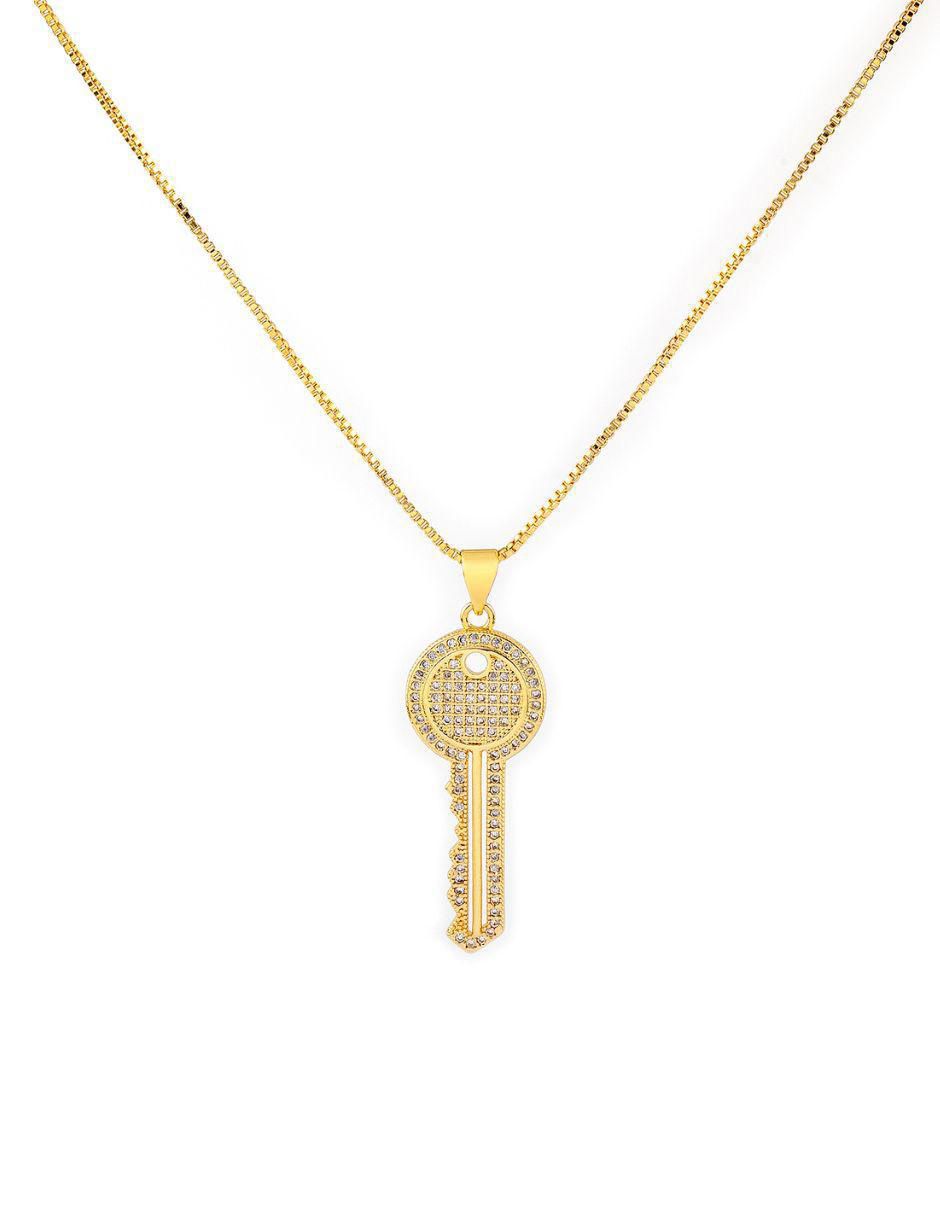 Collar con dije de llave con acabado baño de oro 18 K