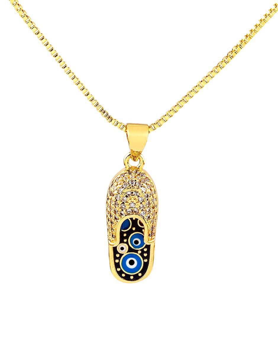 Collar con dije Nazar con acabado baño de oro 18 K Collar con dije Nazar con acabado baño de oro 18 K