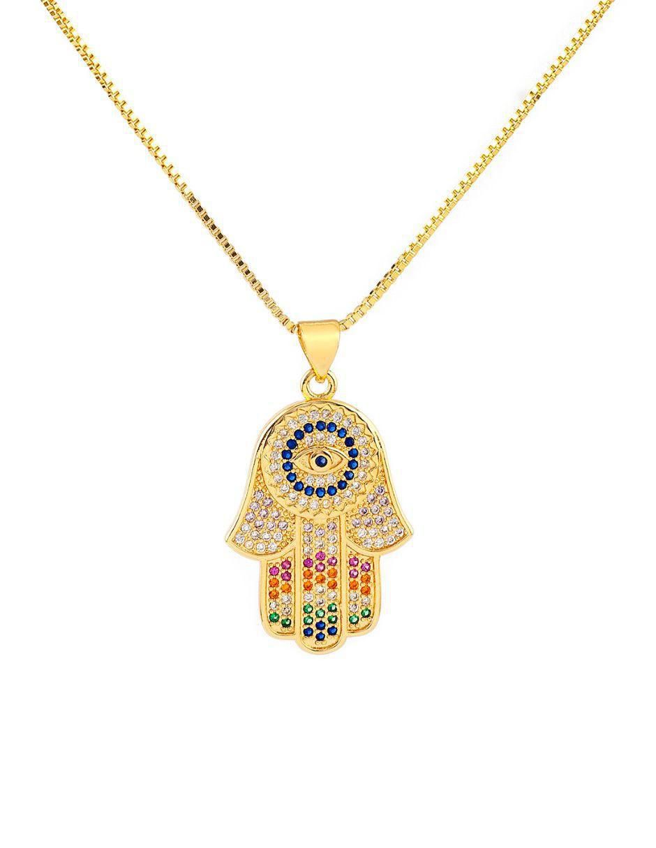 Collar con dije de mano Auralis con acabado baño de oro 18 K
