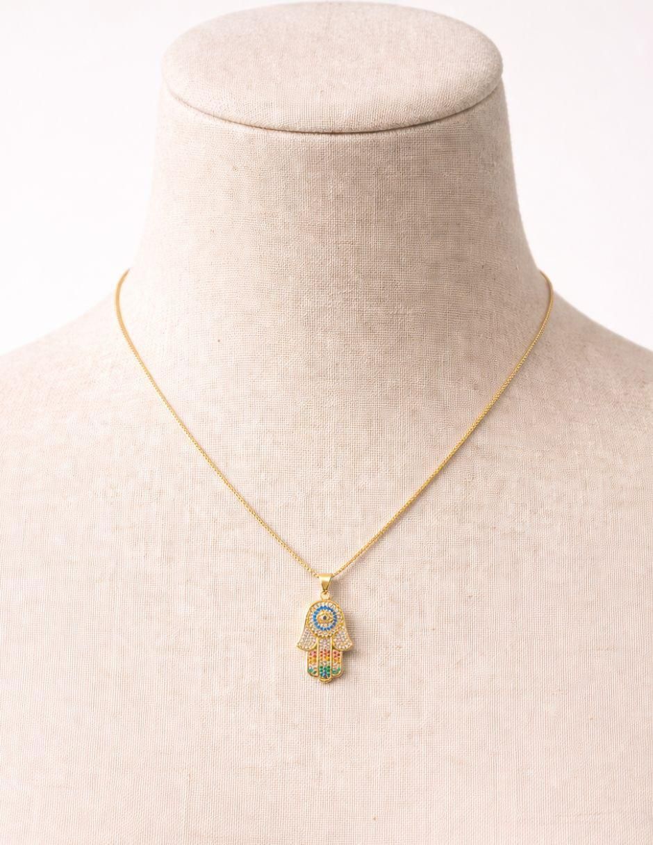 Collar con dije de mano Auralis con acabado baño de oro 18 K 3