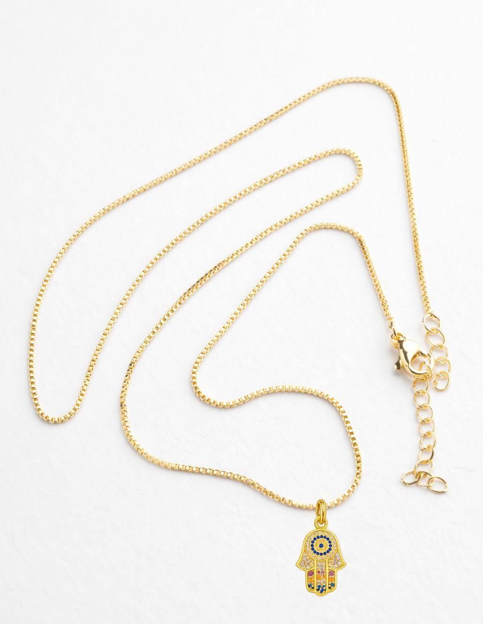 Collar con dije de mano Auralis con acabado baño de oro 18 K 7