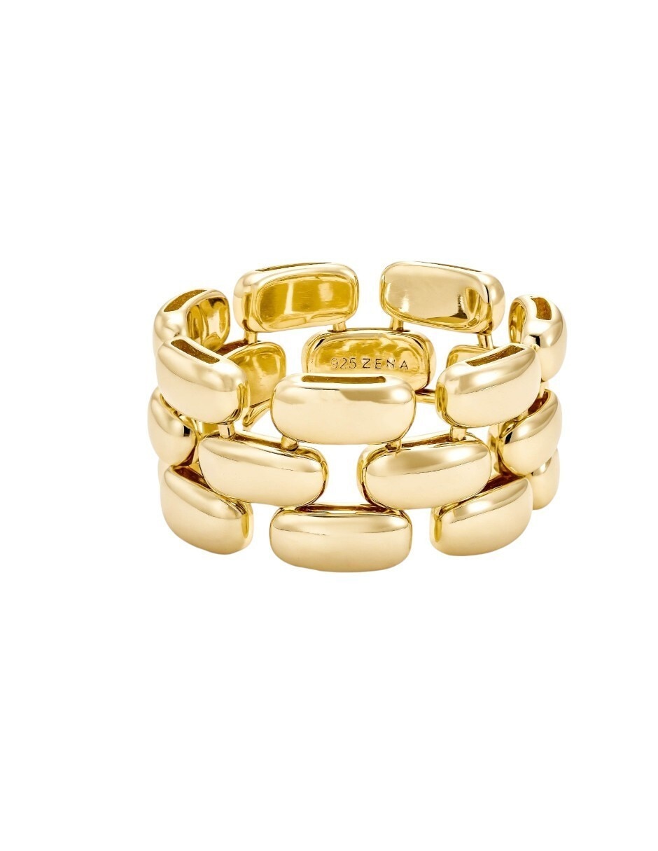 Anillo de eslabones Classic Revisite de plata P 925 con acabado baño de oro