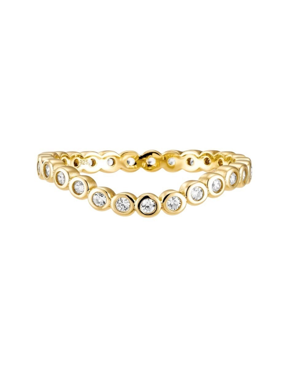Anillo semicircular Classic Revisite de plata P 925 cristal con acabado baño de oro 2