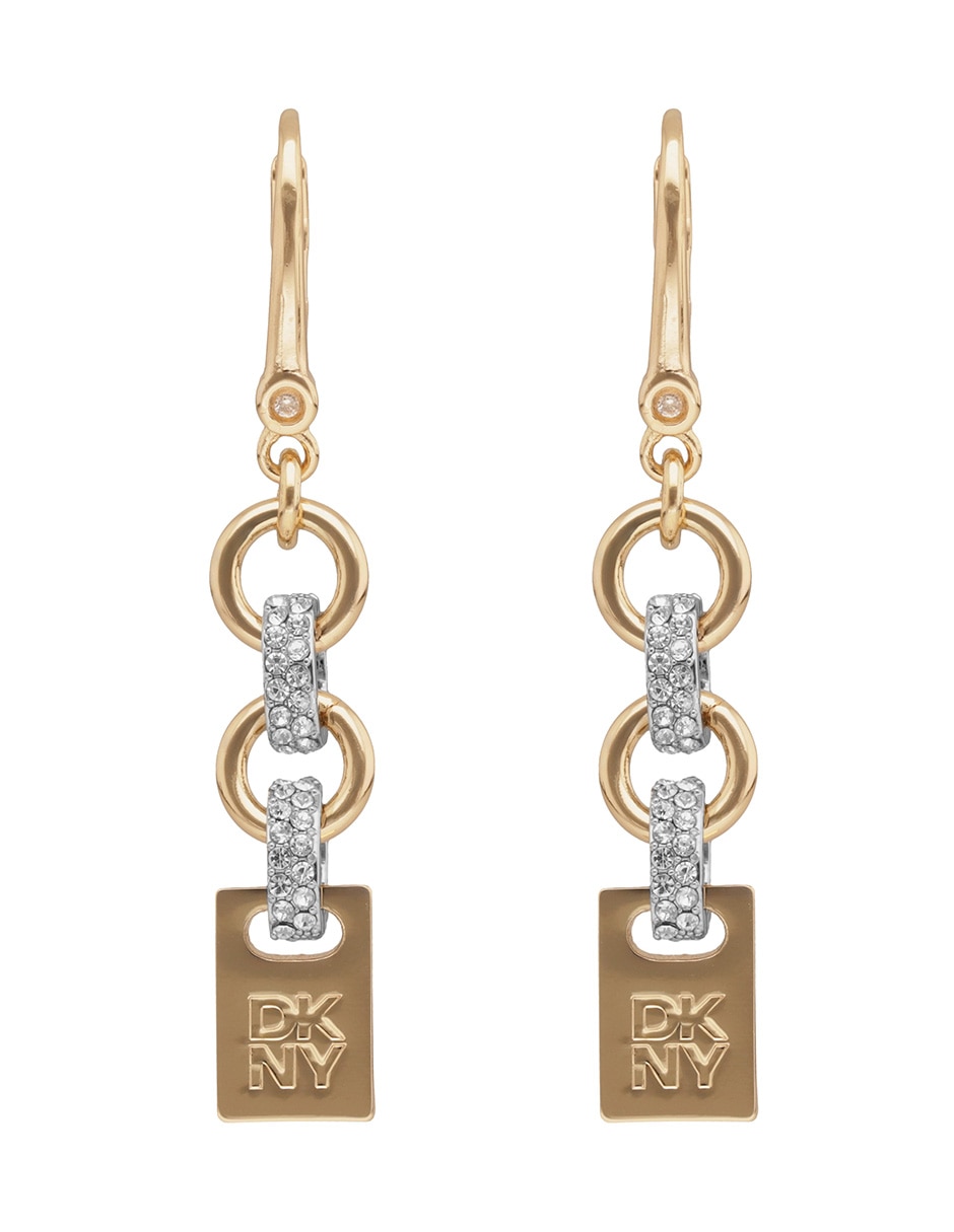 Aretes largos de rectangular Paula con acabado pavé