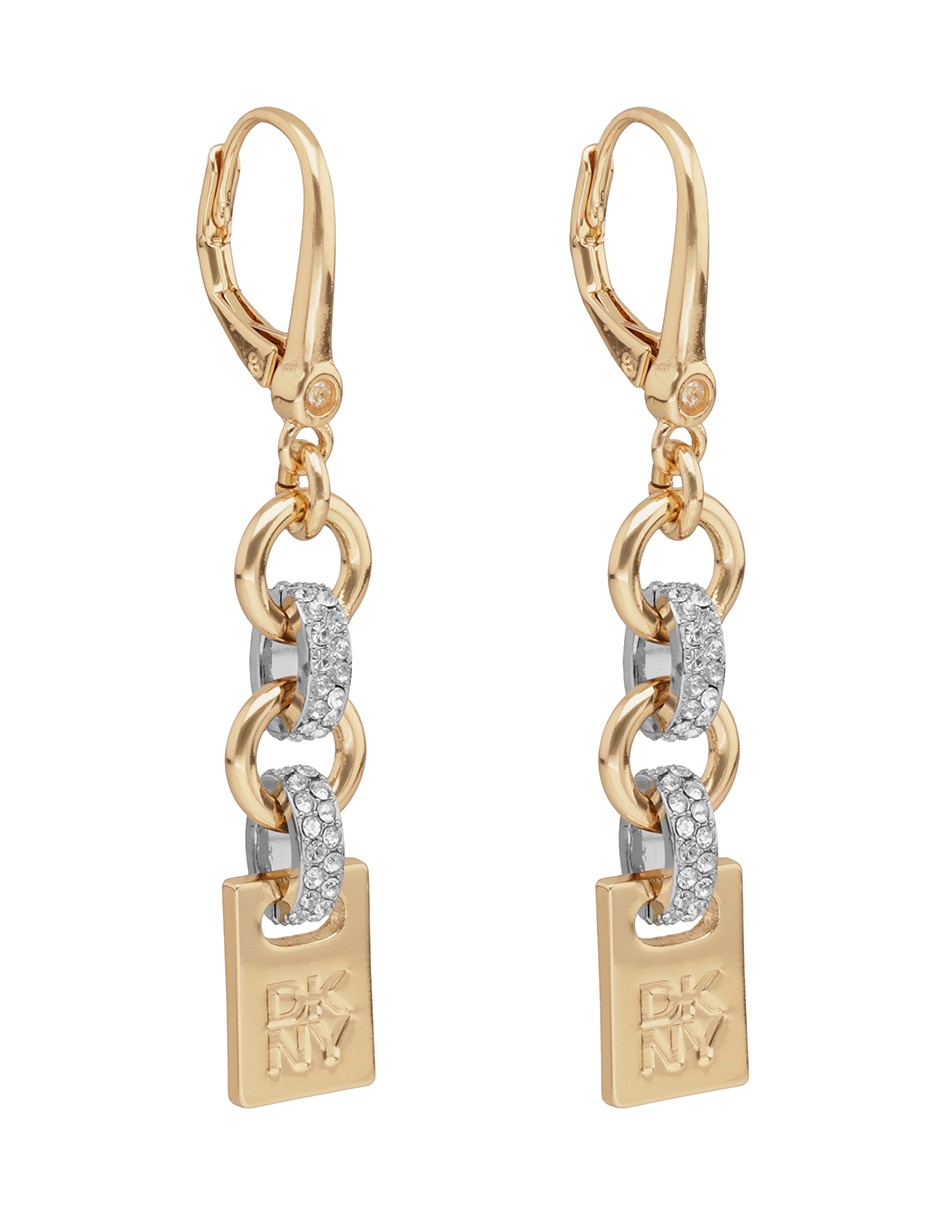 Aretes largos de rectangular Paula con acabado pavé 2