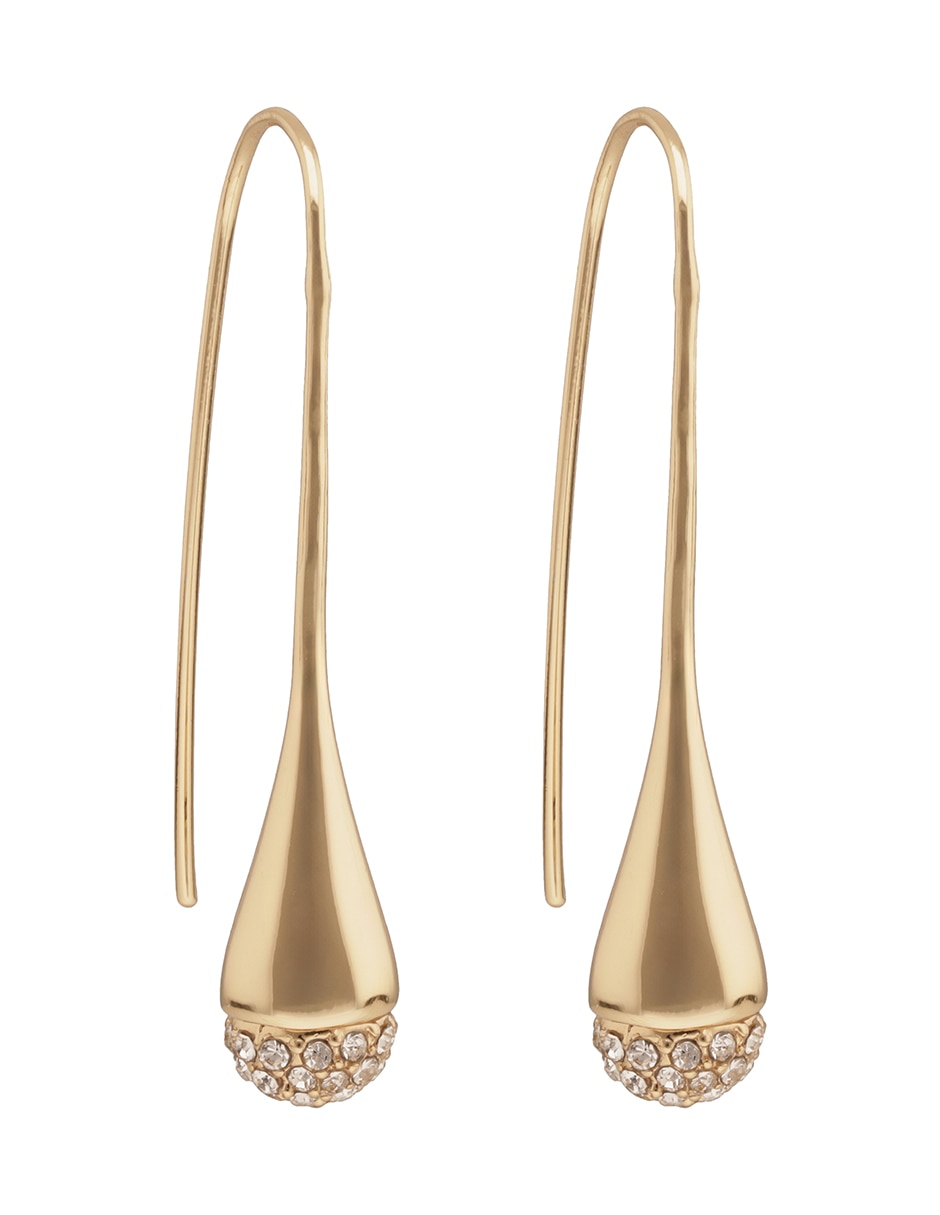 Aretes largos de Gota Lillie con acabado pavé 2