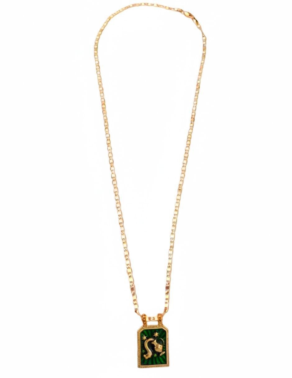 Collar con dije de signo zodiacal de oro laminado 10 K 2