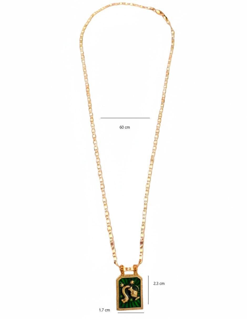 Collar con dije de signo zodiacal de oro laminado 10 K 3