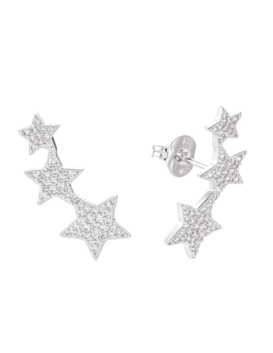Aretes cortos de estrella 14 K con acabado baño de oro zirconia