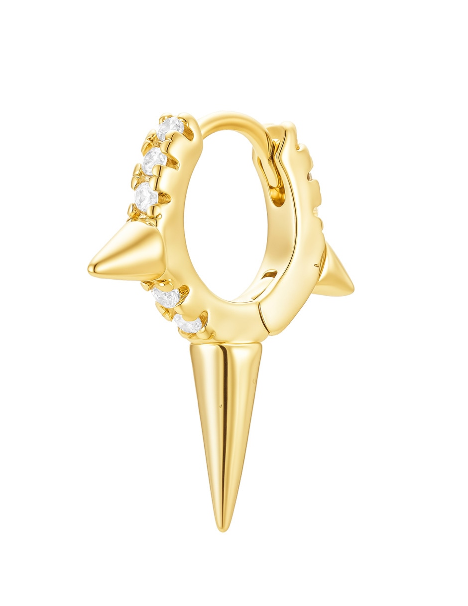 Aretes huggies 14 K con acabado baño de oro zirconia 2