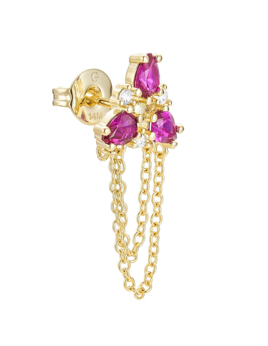 Aretes cortos 14 K con acabado baño de oro zirconia 2