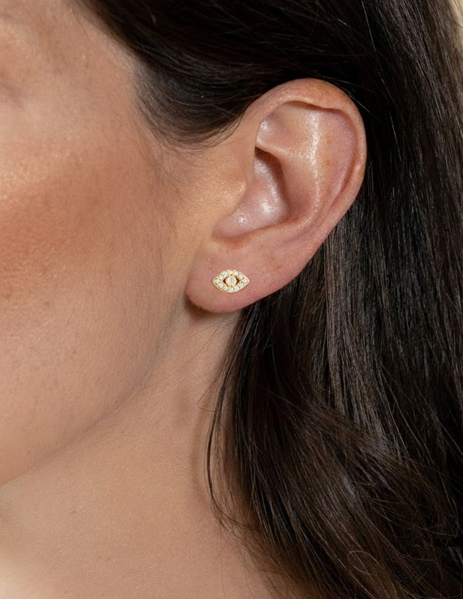 Piercing de ojo turco 14 K con acabado baño de oro zirconia 3