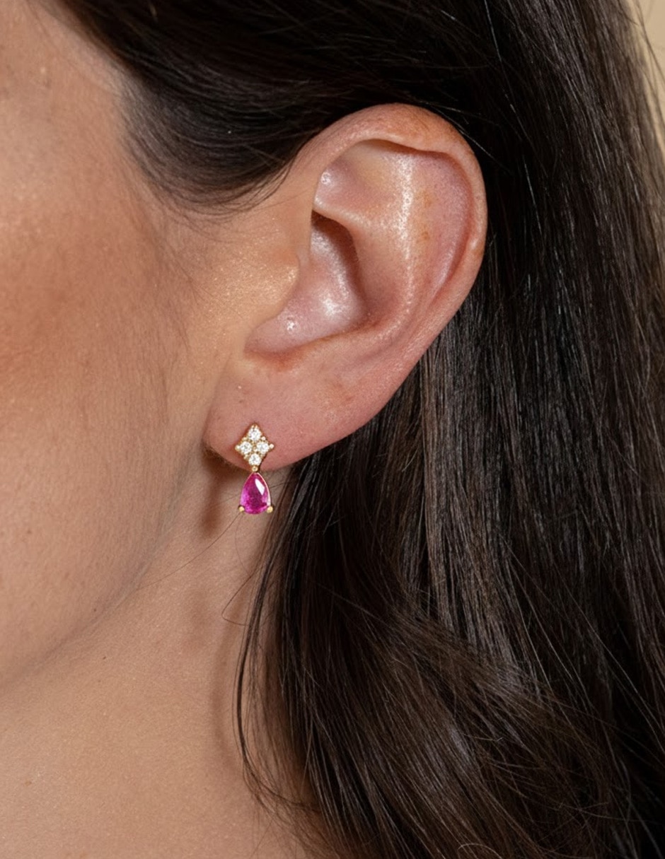 Piercing de gota 14 K con acabado baño de oro zirconia 3