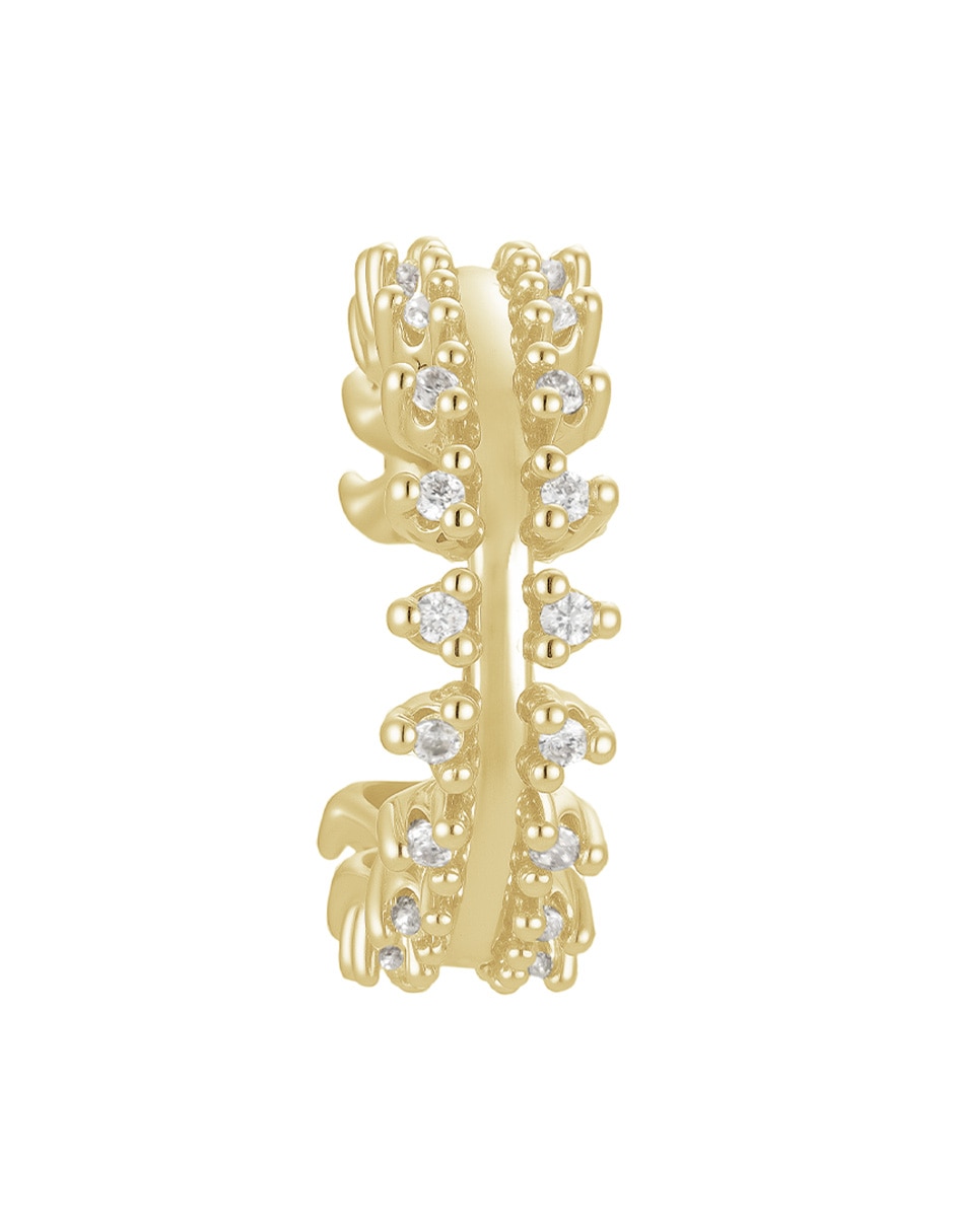Arete ear cuff 14 K con acabado baño de oro zirconia 2