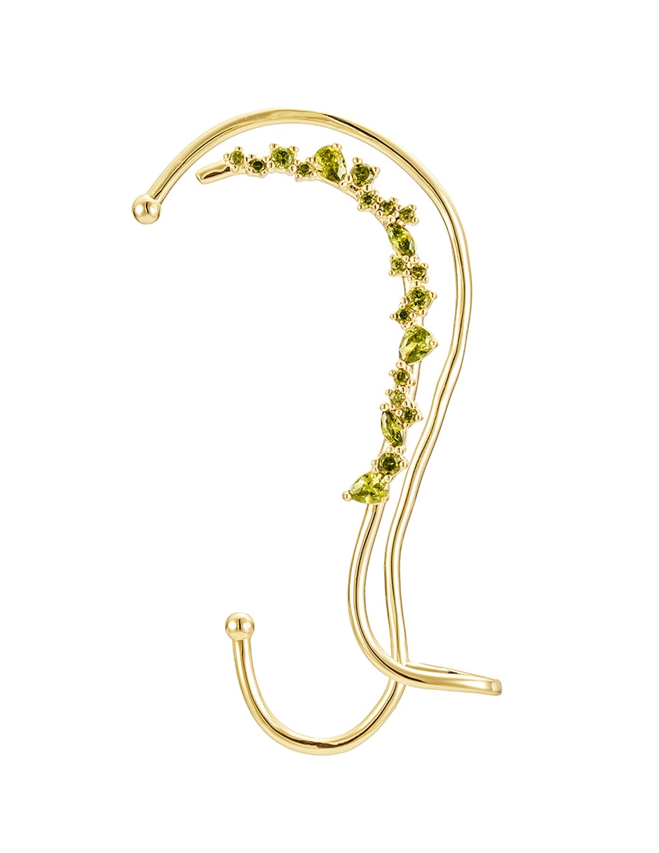 Arete ear cuff 14 K con acabado baño de oro zirconia