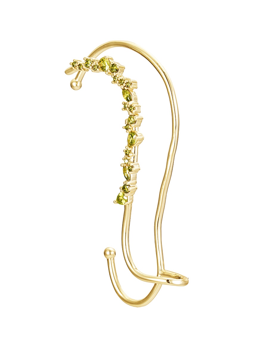 Arete ear cuff 14 K con acabado baño de oro zirconia 2
