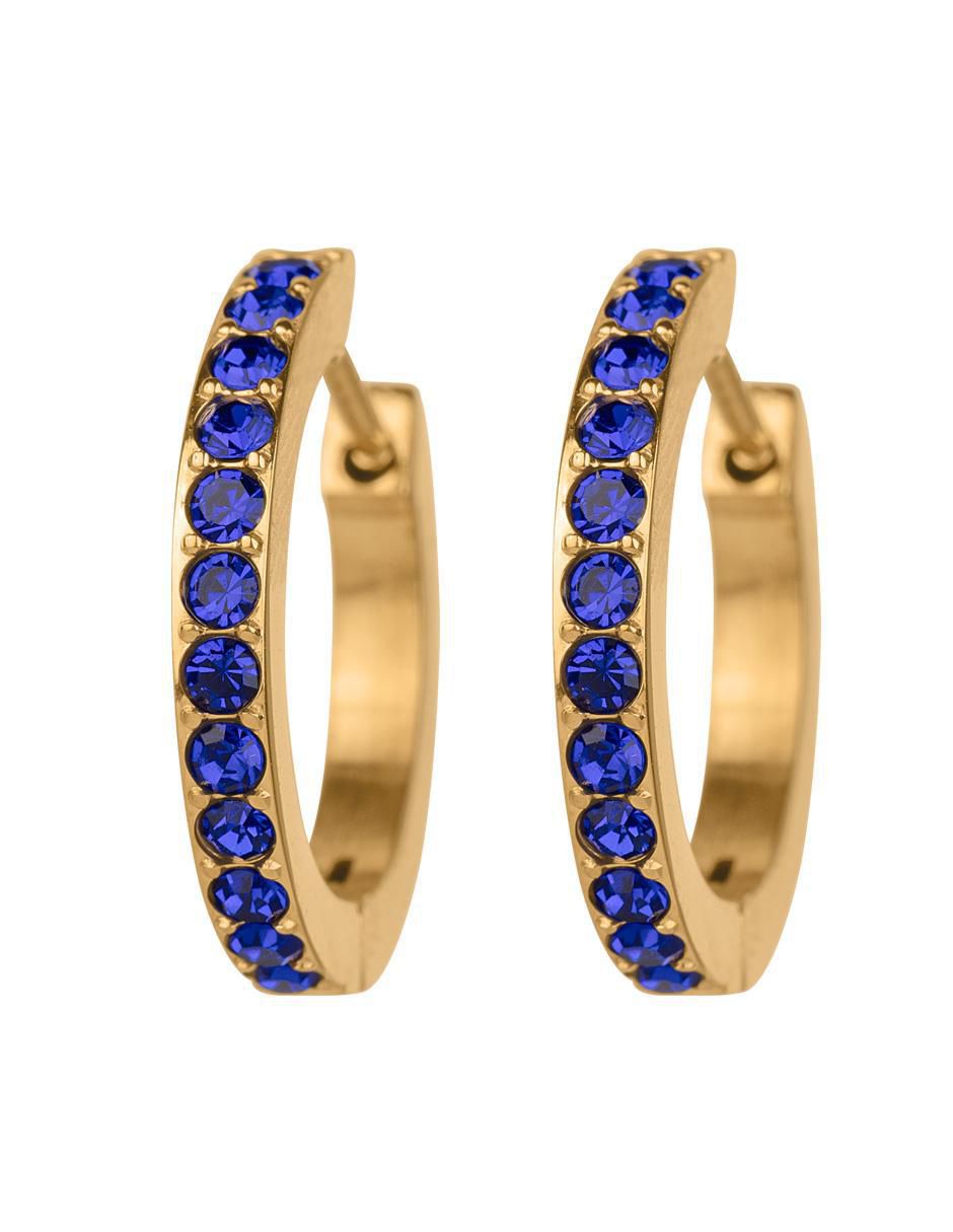 Arracadas circulares Sari con acabado baño de oro 14 K zirconia cúbica