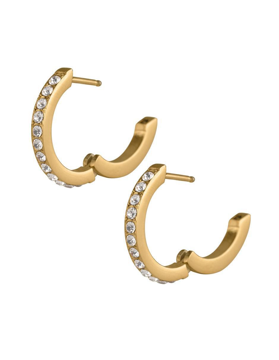 Arracadas circulares Sari con acabado baño de oro 14 K zirconia cúbica 2