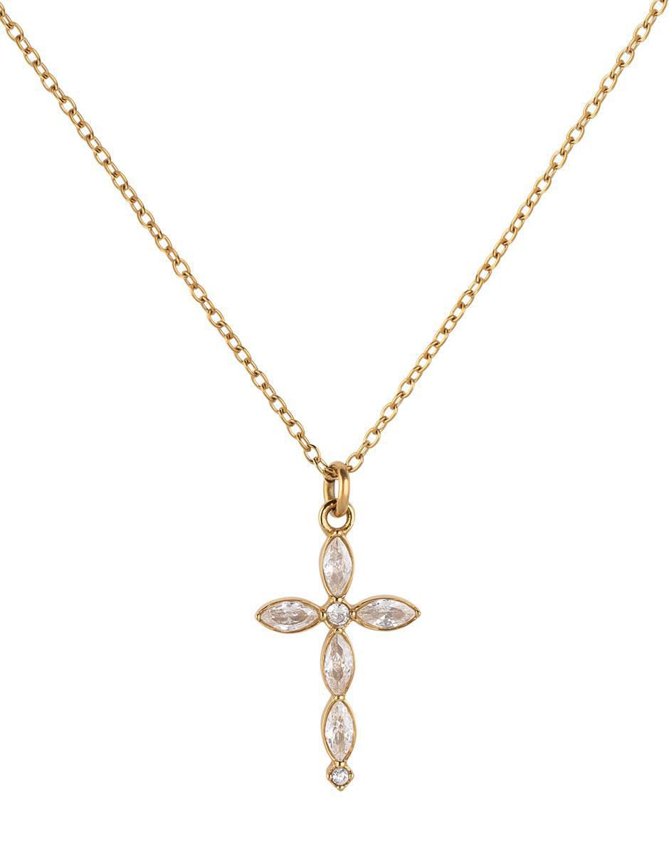 Collar no aplica "de (si aplica)" cruz luckyly nari "de" acero inoxidable 18 k