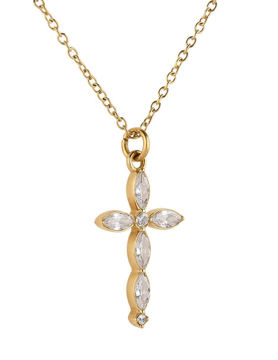 Collar no aplica "de (si aplica)" cruz luckyly nari "de" acero inoxidable 18 k