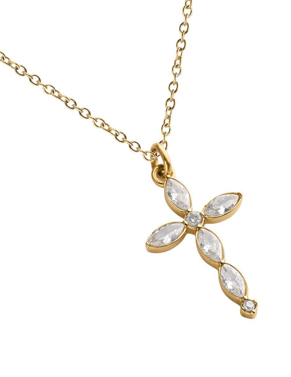 Collar no aplica "de (si aplica)" cruz luckyly nari "de" acero inoxidable 18 k