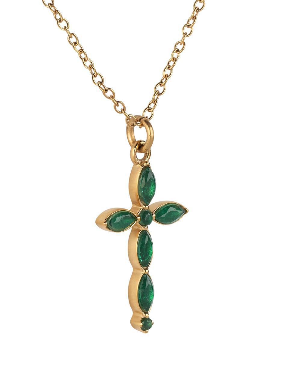 Collar de cruz Nari con acabado baño de oro 18 K 3