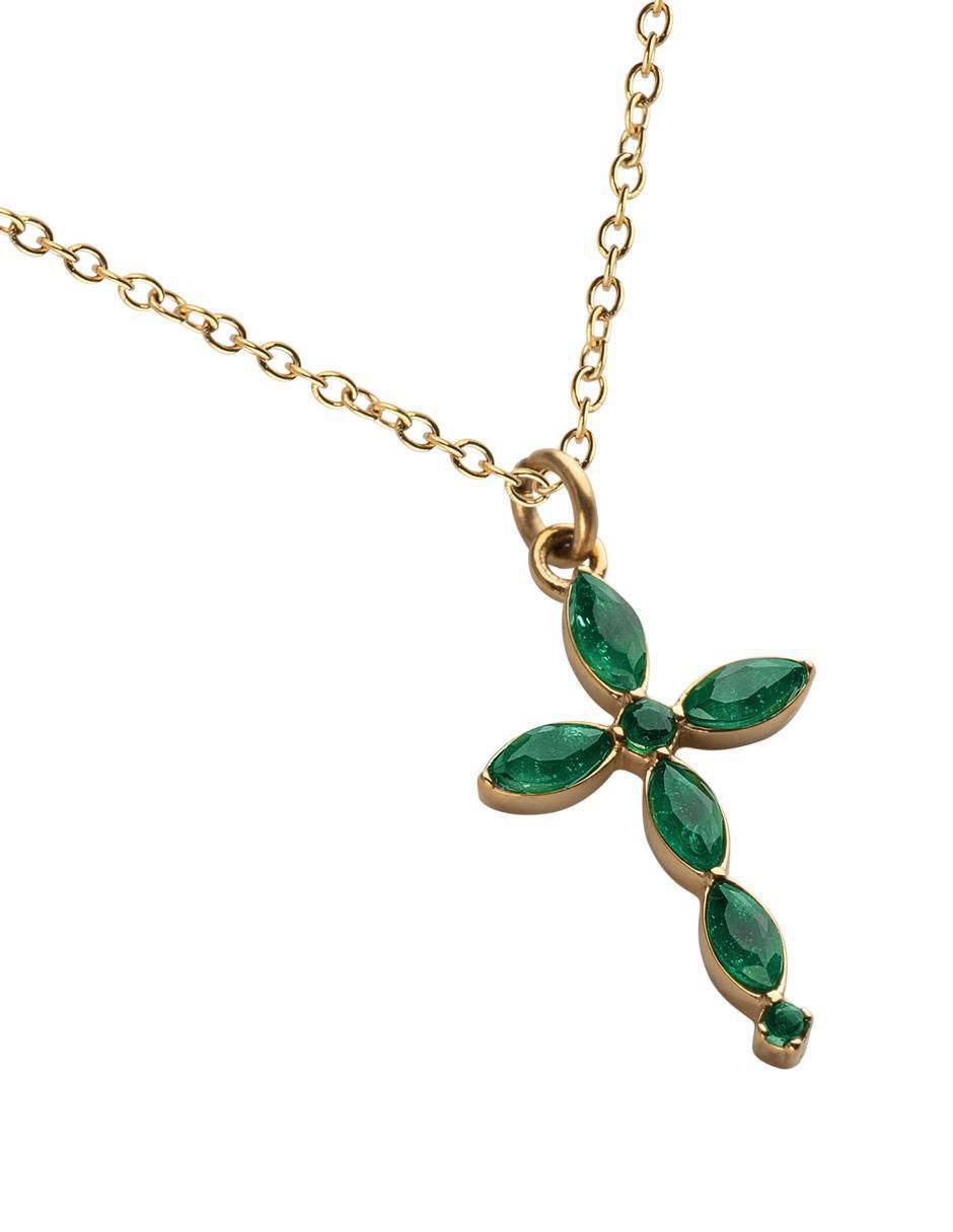 Collar de cruz Nari con acabado baño de oro 18 K 4