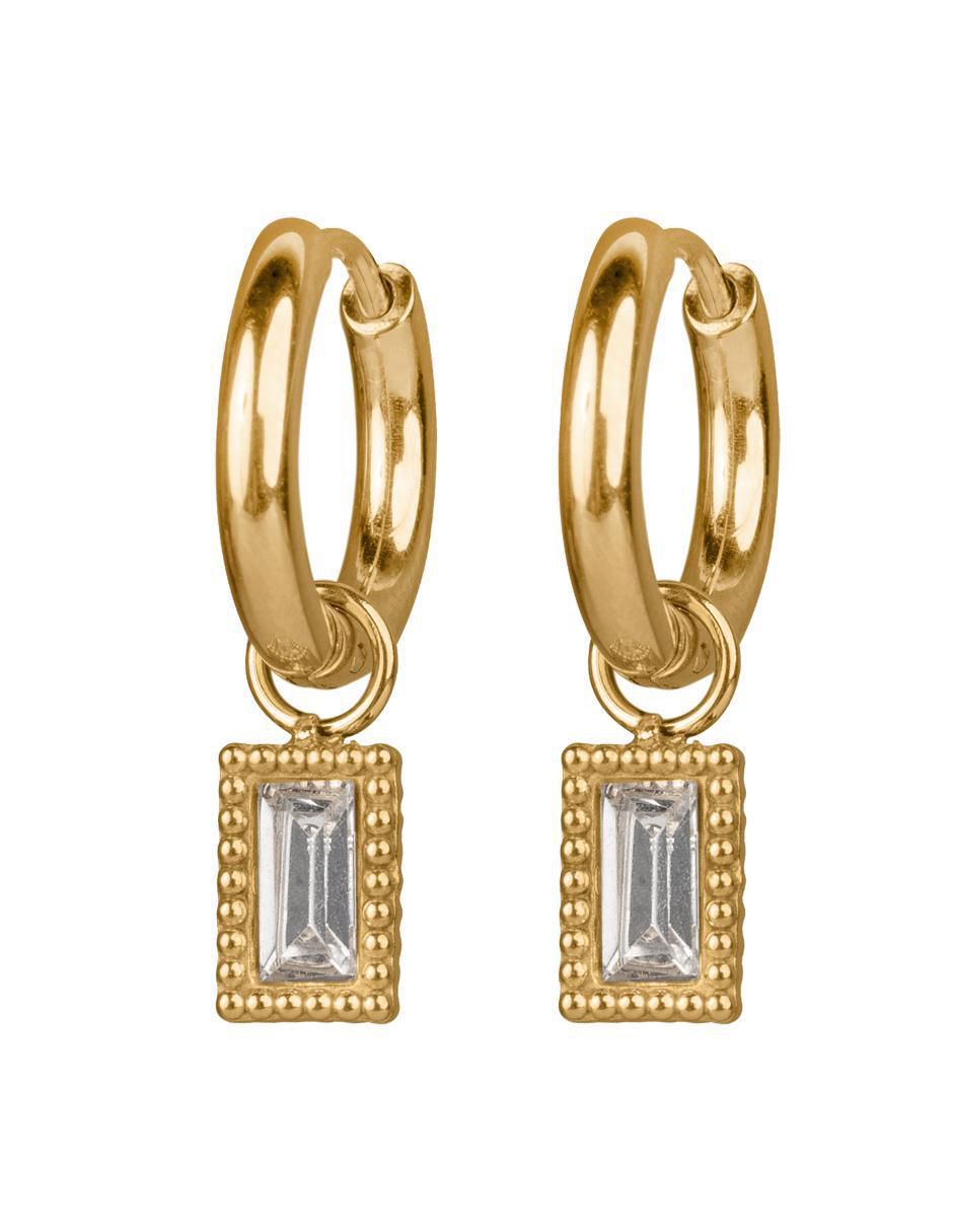 Set de aretes Caty con acabado baño de oro 14 K zirconia cúbica 3