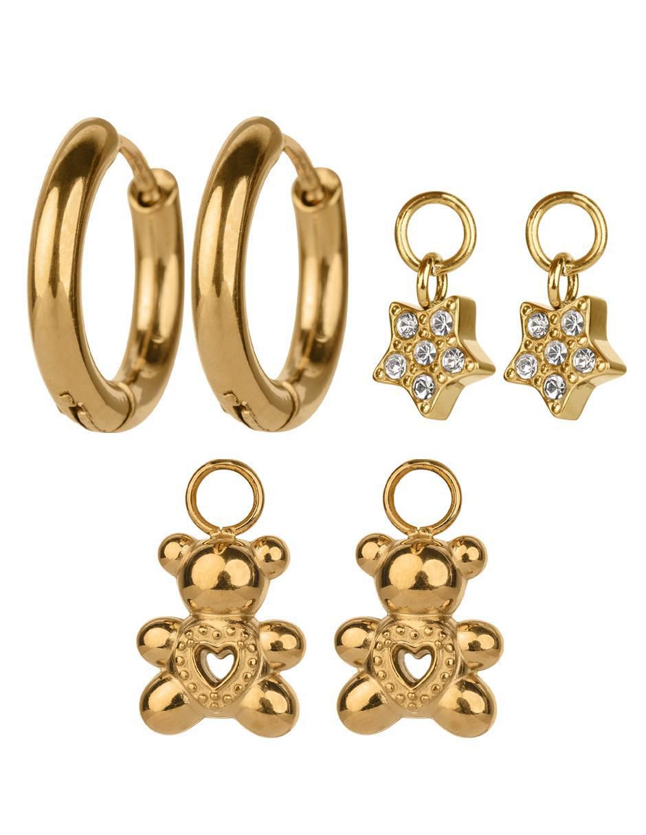 Set de aretes Caty con acabado baño de oro 14 K zirconia cúbica Set de aretes Caty con acabado baño de oro 14 K zirconia cúbica