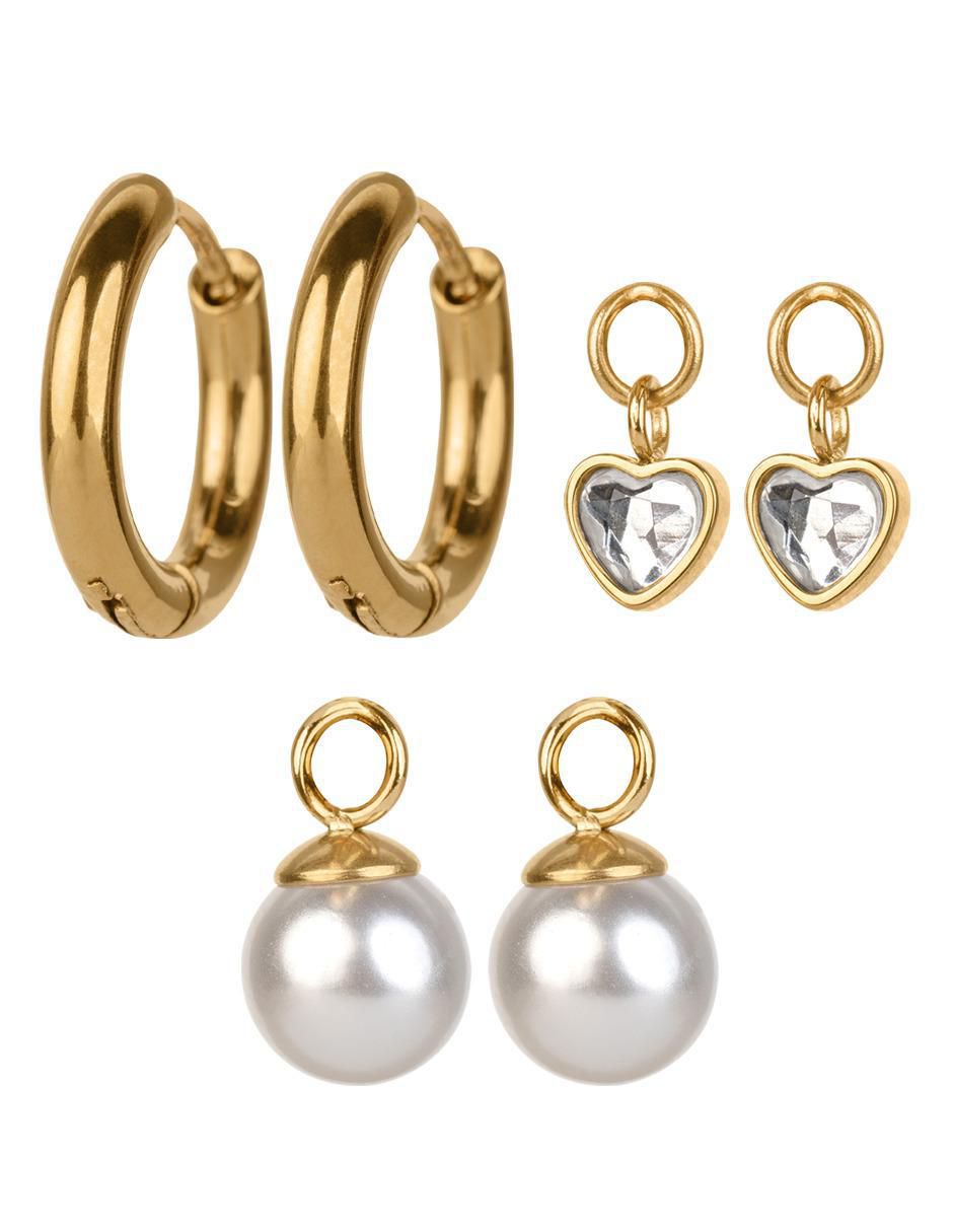 Set de aretes Caty con acabado baño de oro 14 K zirconia cúbica Set de aretes Caty con acabado baño de oro 14 K zirconia cúbica