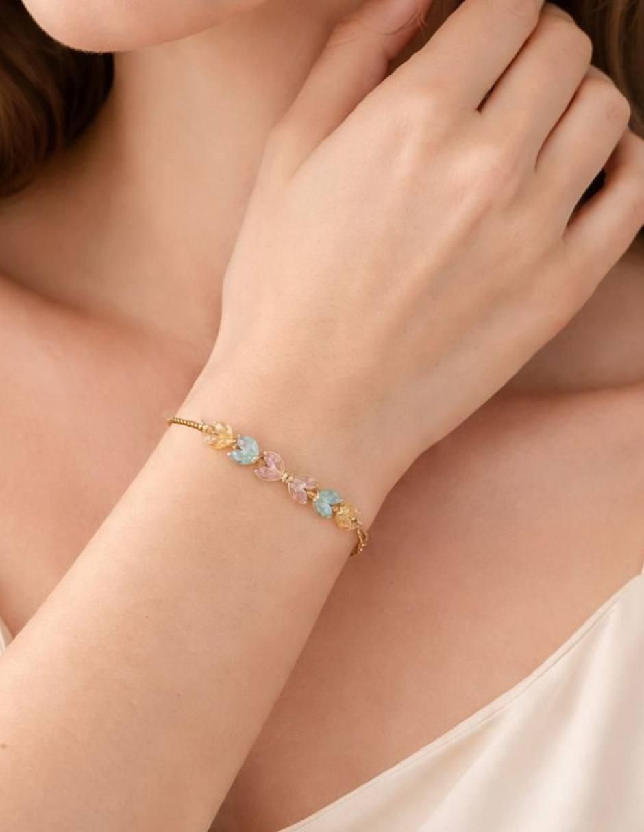 Pulsera con zirconia 18 K Pulso acabado Baño de oro 6