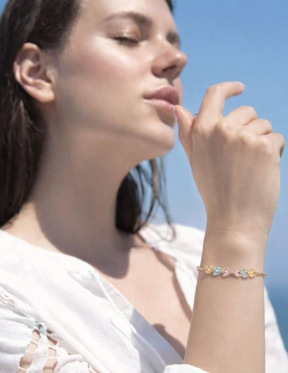 Pulsera con zirconia 18 K Pulso acabado Baño de oro 7