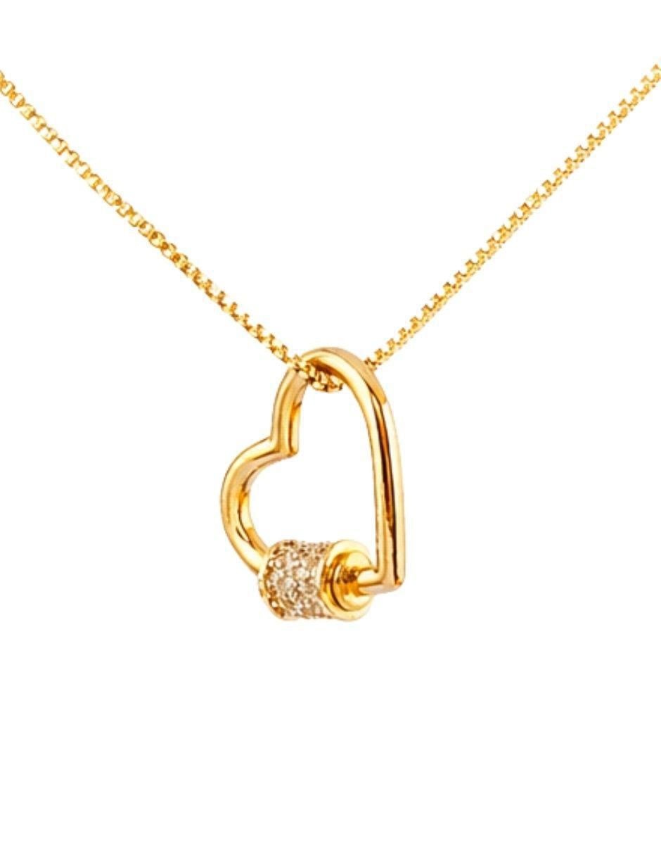 Collar con dije de corazón Locket Golden con acabado baño de oro 18 K