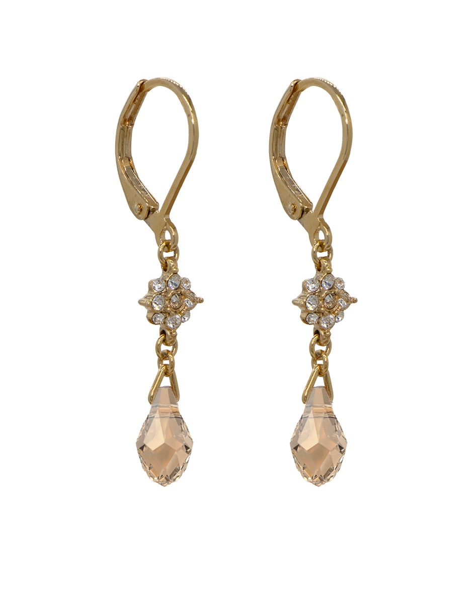 Aretes largos de gota Briolettes con acabado pavé cristal 2
