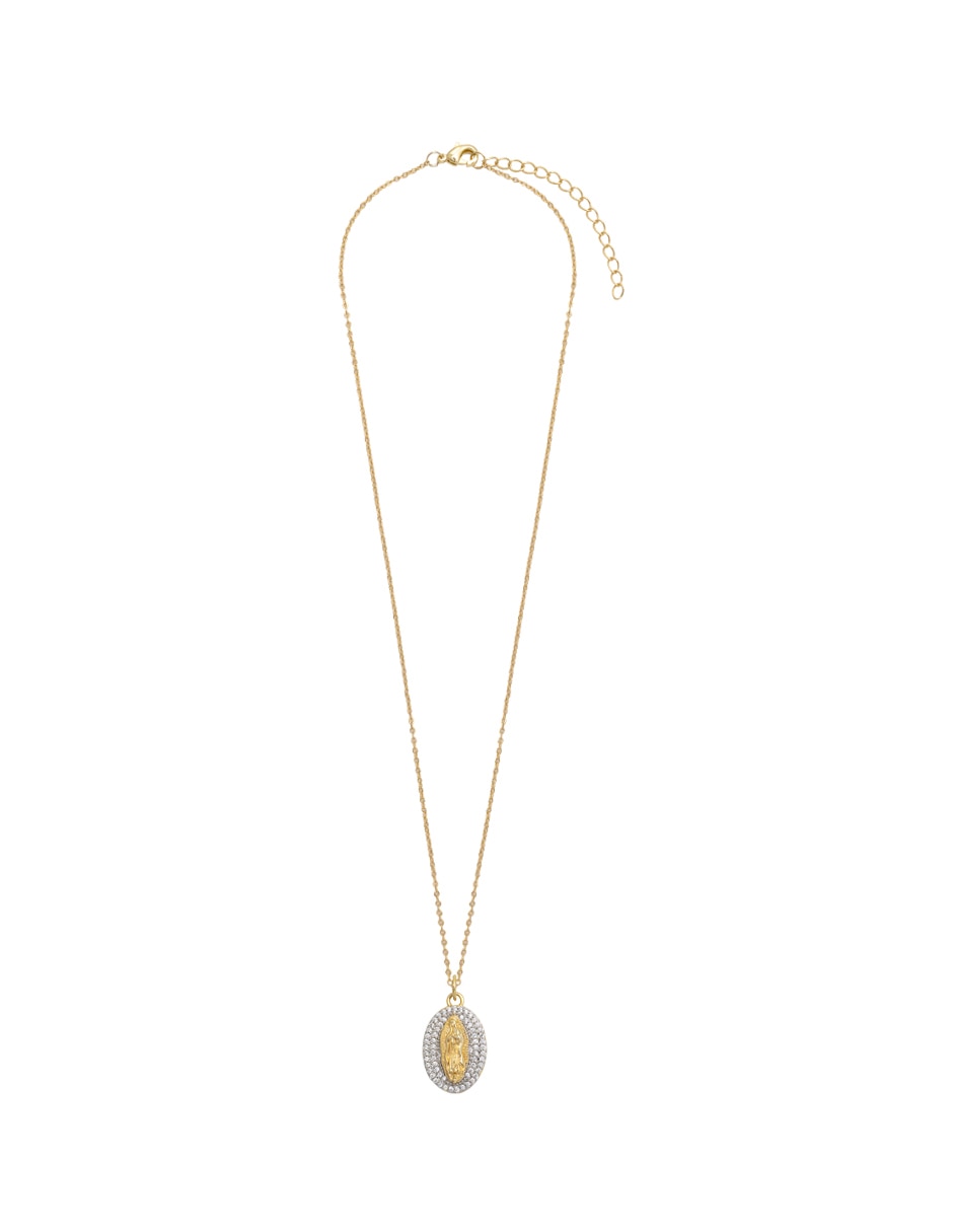 Medalla y cadena ovalada Virgen Mop de plata P 925 3