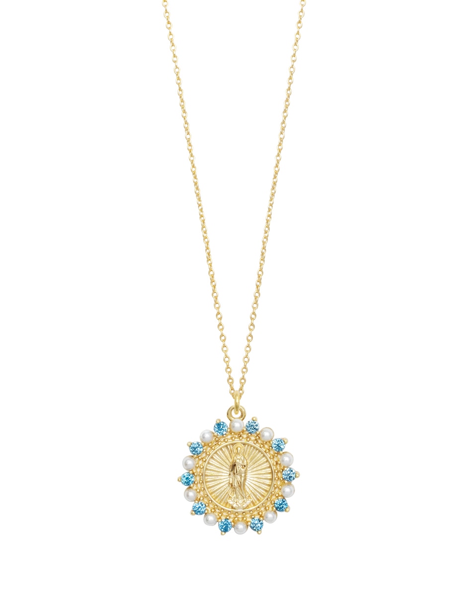 Medalla y cadena Virgen Mop Color de plata P 925