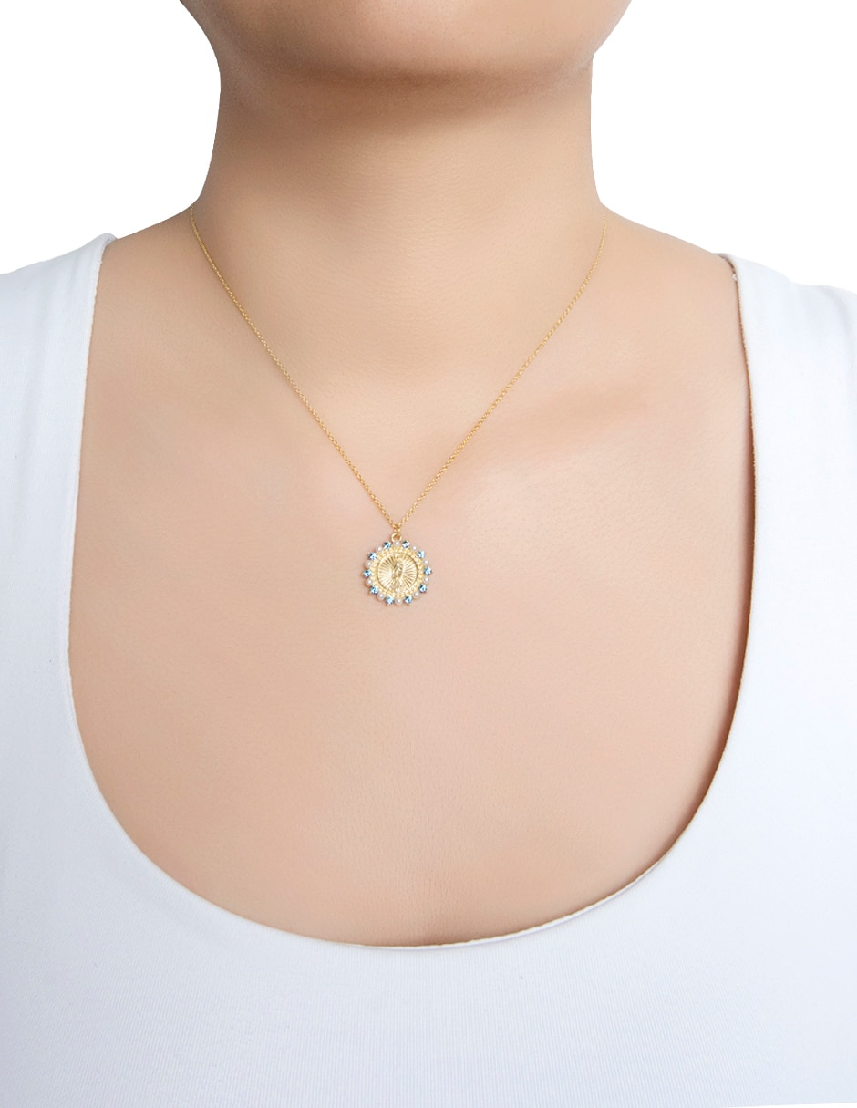 Medalla y cadena Virgen Mop Color de plata P 925 3