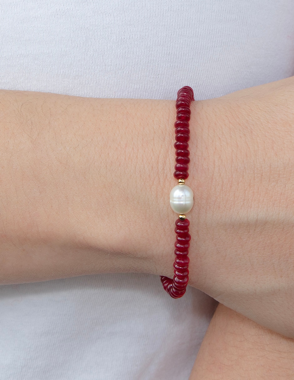 Pulsera con calcedonia acabado lustre 3