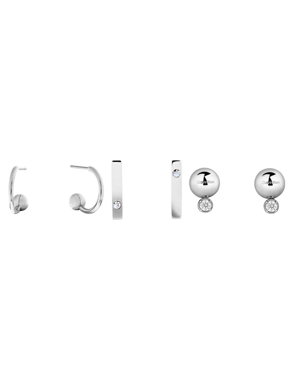 Set de aretes CK pure essentials con acabado brillante