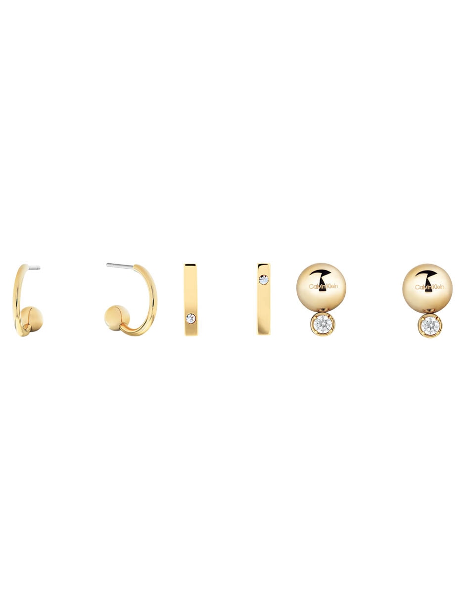 Set de aretes CK pure essentials con acabado brillante