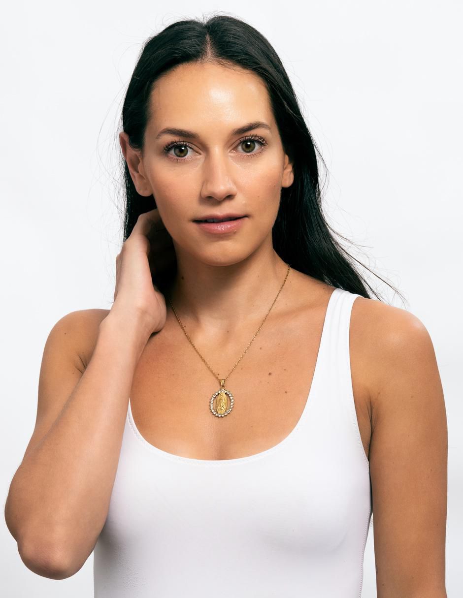 Collar de virgen Olia y Daya de baño de oro 18 k 5