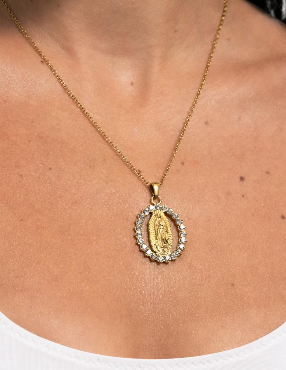 Collar de virgen Olia y Daya de baño de oro 18 k 6