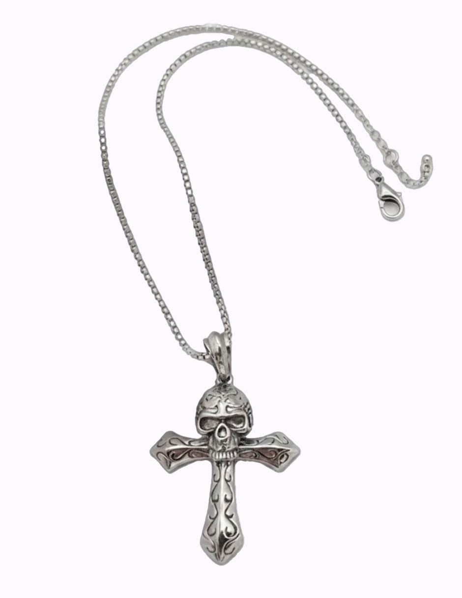 Collar con dije de cruz Calaveras 3