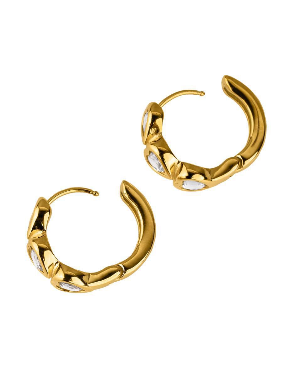 Arracadas de corazón luckyly vale con acabado baño de oro 14 k cristal