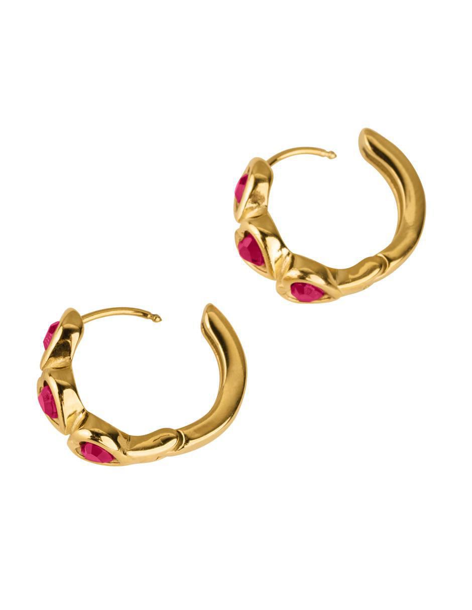 Arracadas de corazón vale con acabado baño de oro 14 k cristal 6