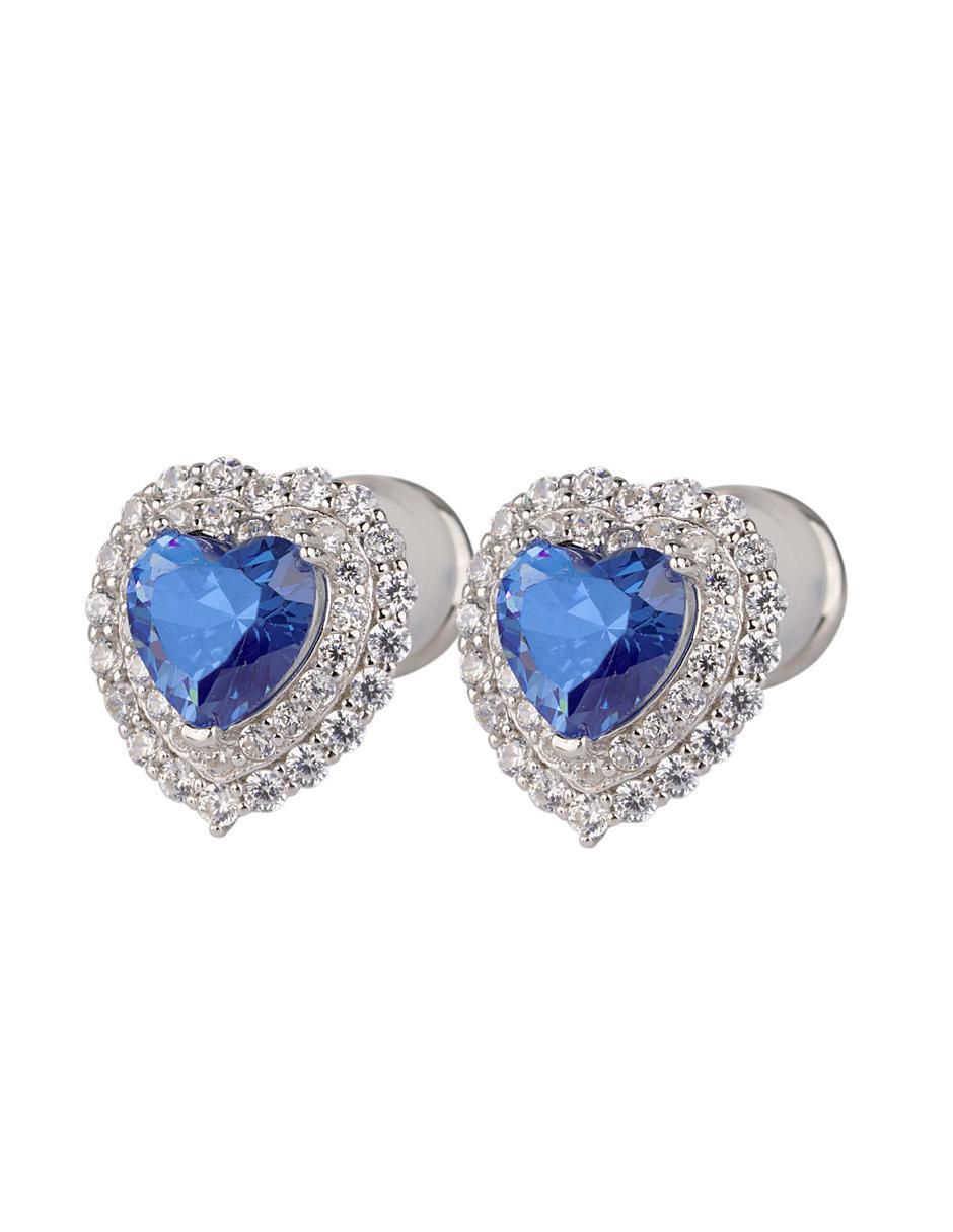 Broqueles de corazón zaria de plata p 925 con acabado plateado zirconia cúbica
