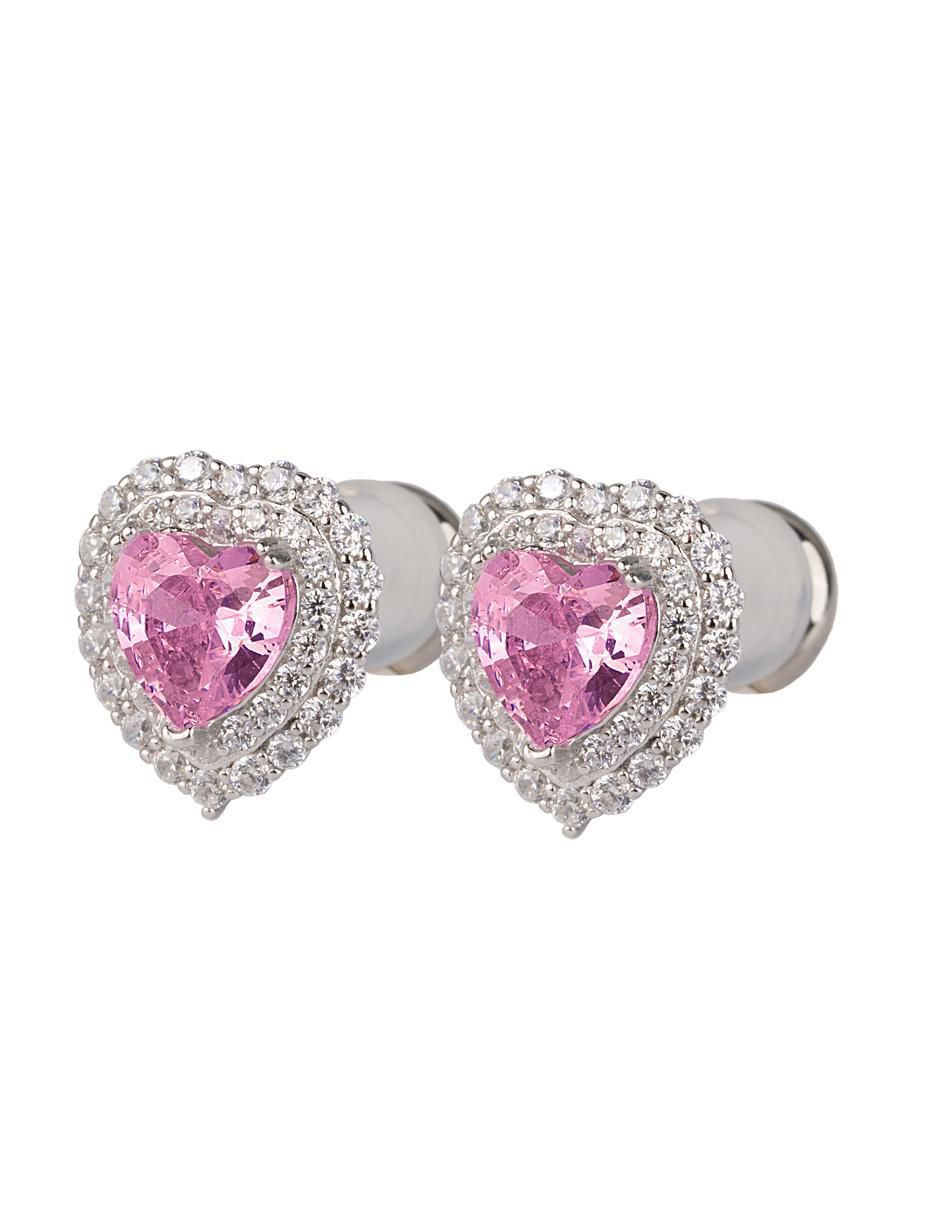 Broqueles de corazón zaria de plata p 925 con acabado plateado zirconia cúbica